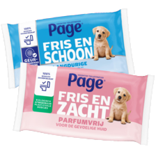 Page vochtig toiletpapier